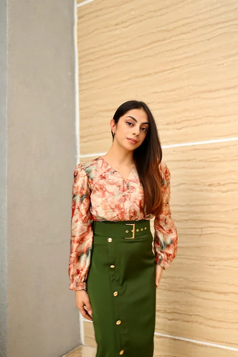 Kate Classy Contrast Skirt Set